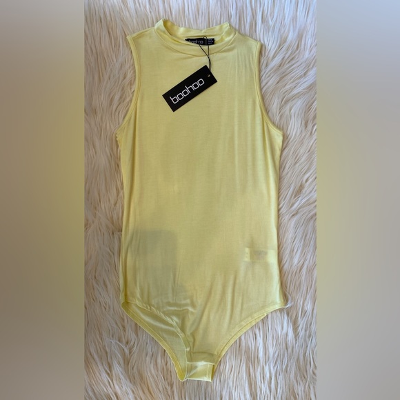 Boohoo Tops - NWT Boohoo Yellow Sheer Bodysuit